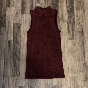 Free People Maroon Ribbed Top